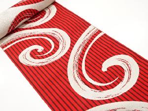 アンティーク　縞に唐草模様織り出し　八寸帯地反物